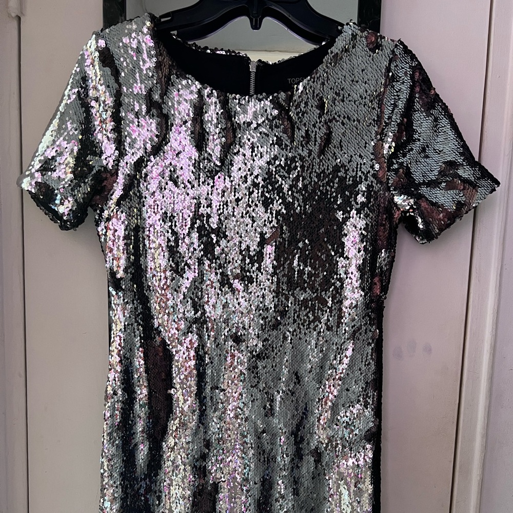 Women’s Top Shop Silver/copper Sequin Dress 6